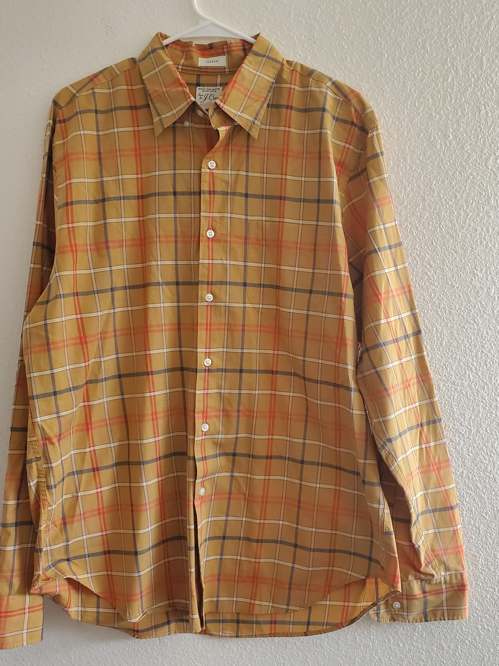 J. Crew Secret Wash Shirting Organic Cotton Men's Plaid Button-Down Shirt